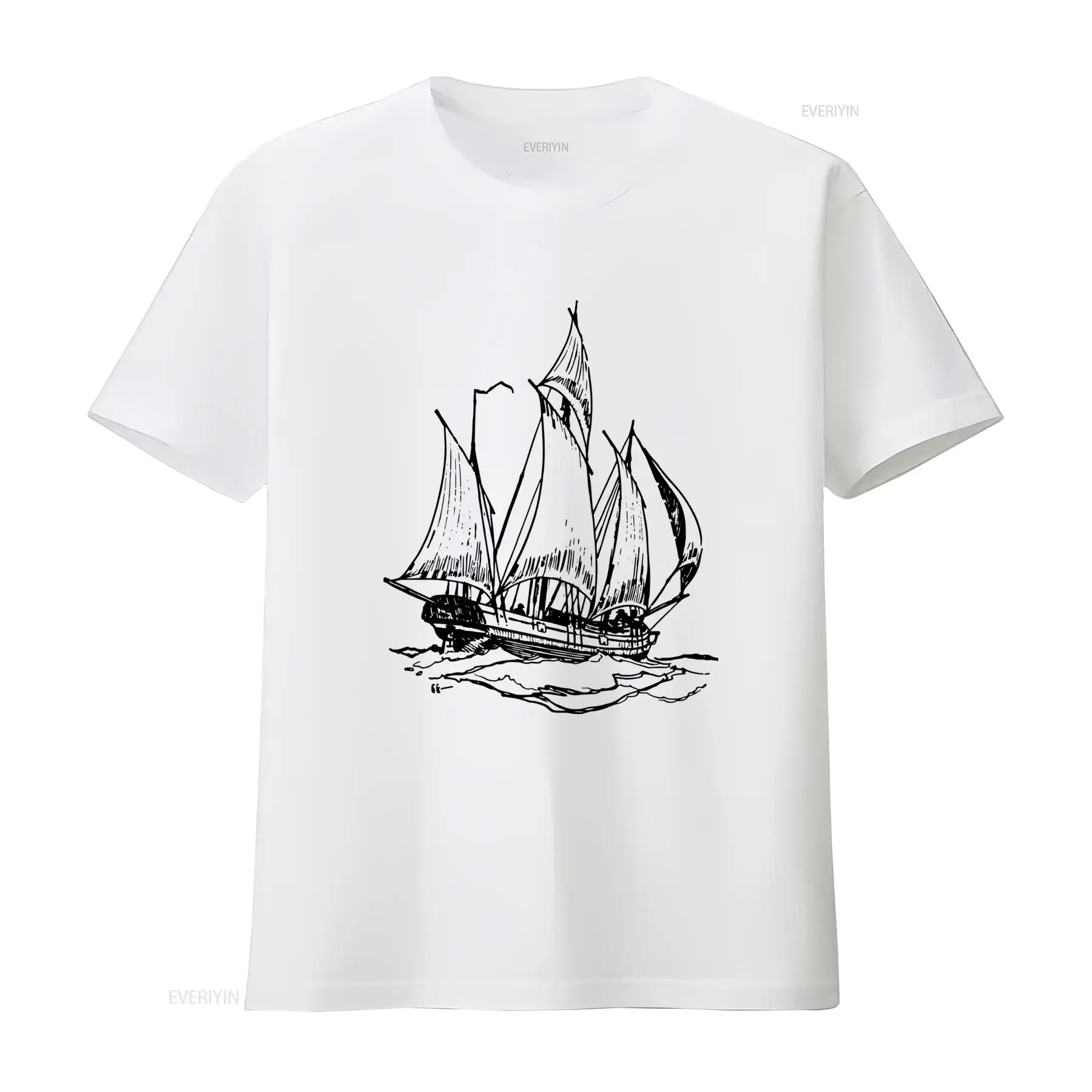 Vintage Yacht Fashion - Kaos Cetak Kapal Layar Schooner Vintage