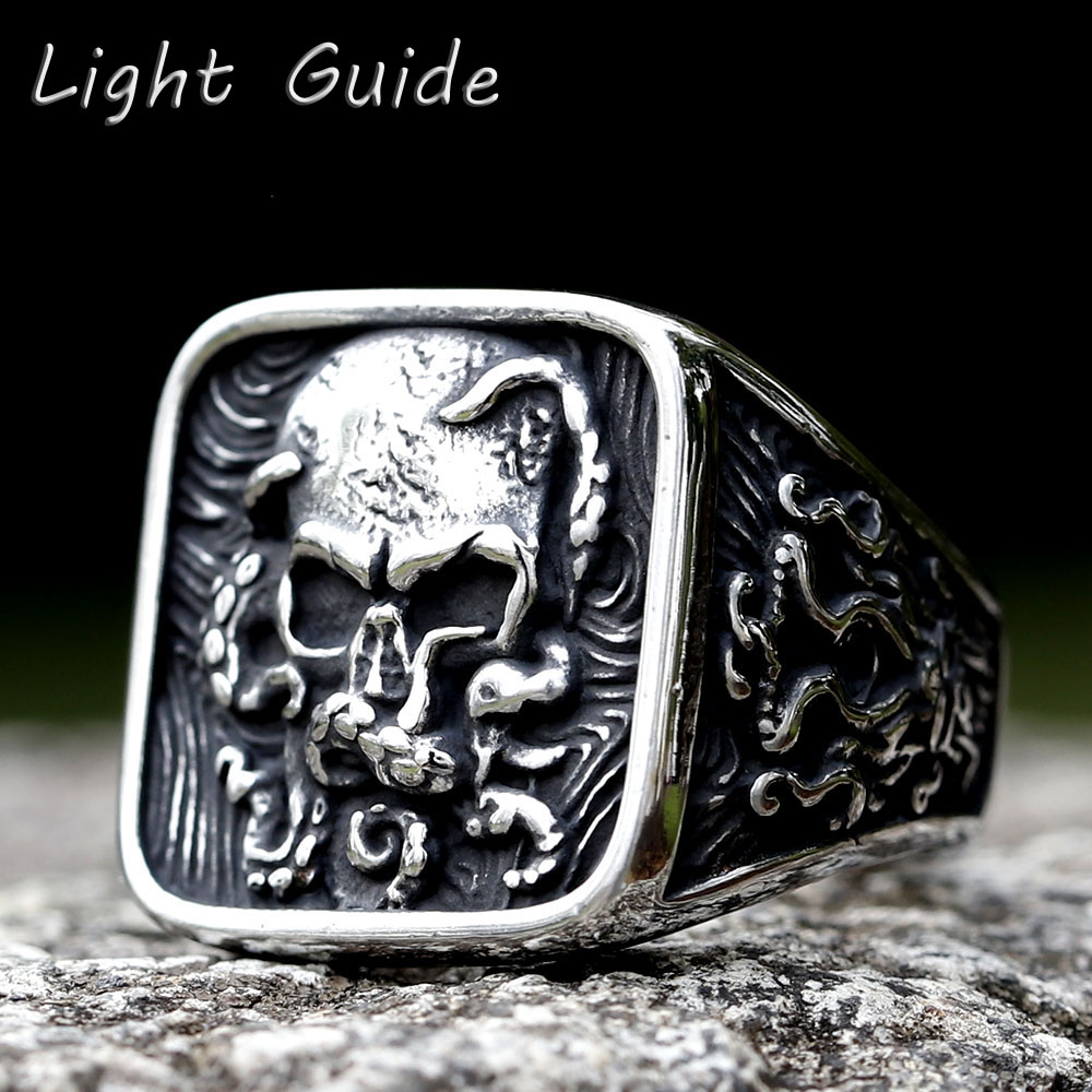 Vintage Fashion Guide - Cincin tengkorak antik baja tahan karat