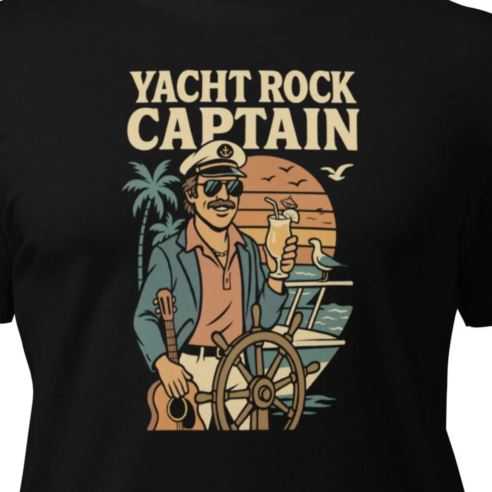 Vintage Yacht Fashion - Kaos Kapten Kapal Pesiar Retro 70an