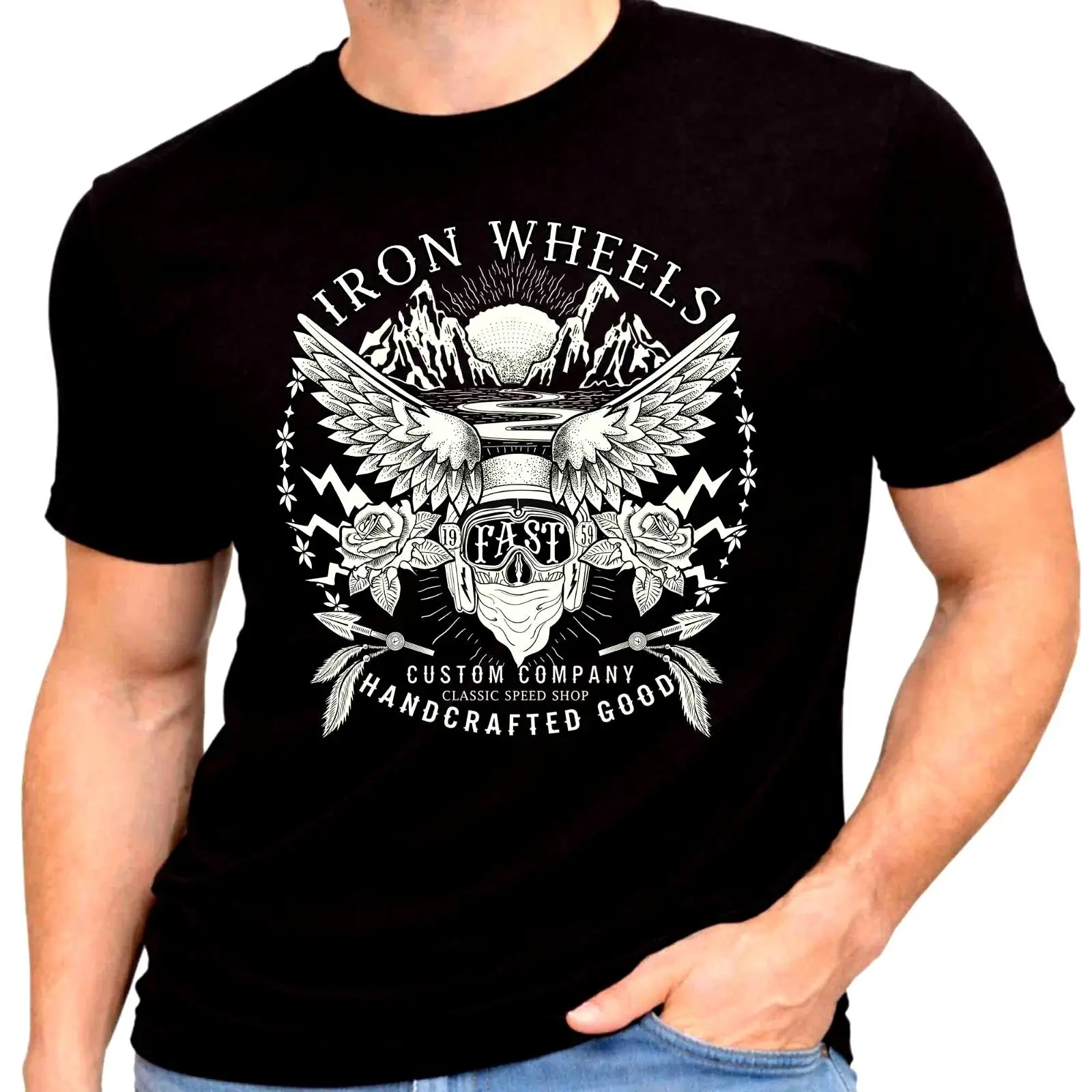 Vintage Fashion Wheel - Kaos Iron Wheels Fast Motorcycle Wings
