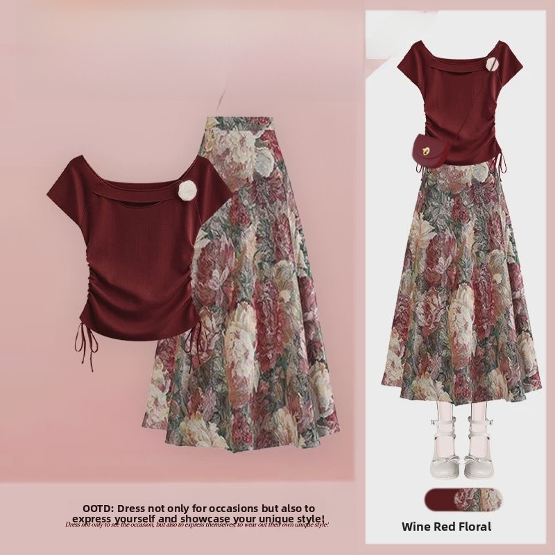 Vintage Fashion Hong Kong - Set atasan dan rok pendek motif