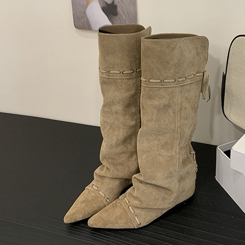 Vintage Fashion Style - Liyke Sepatu Bot Setinggi Lutut Berenda