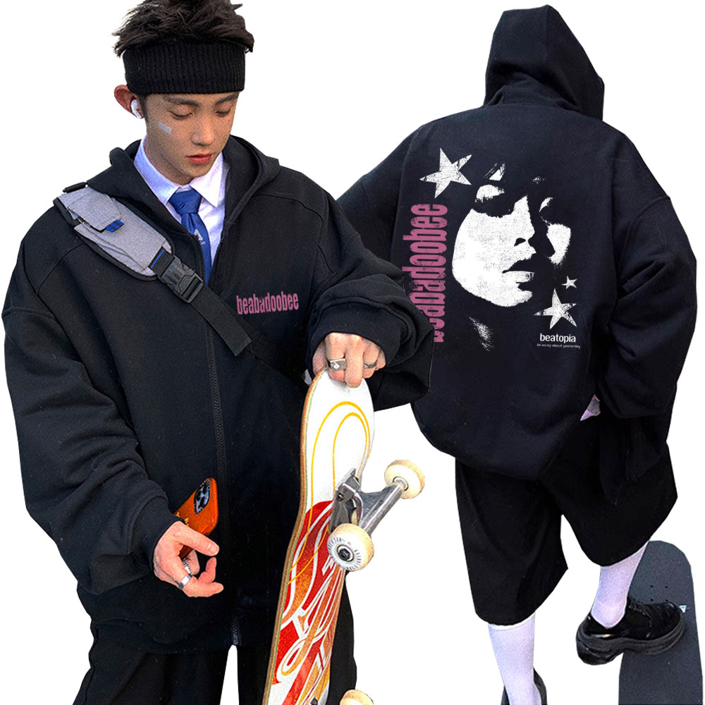 Vintage Fashion Pop Up - Beabadoobee Hoodie Ritsleting Grafis Wajah Pria