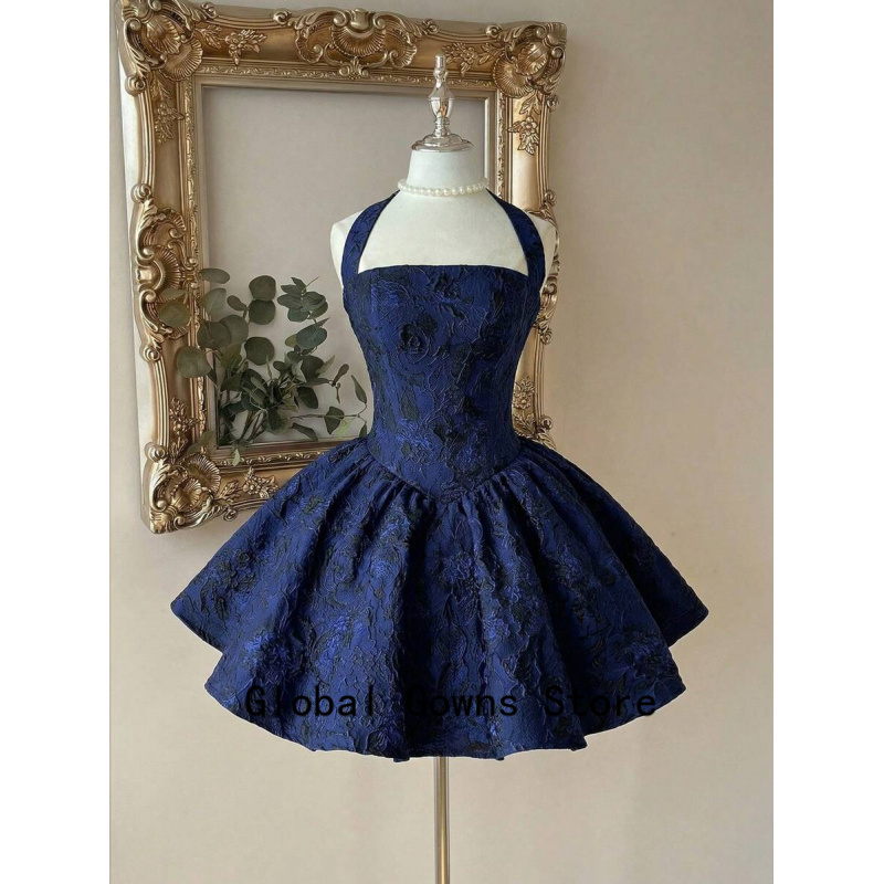 Vintage Fashion Hong Kong - Gaun Prom Halter Vintage Biru Royal