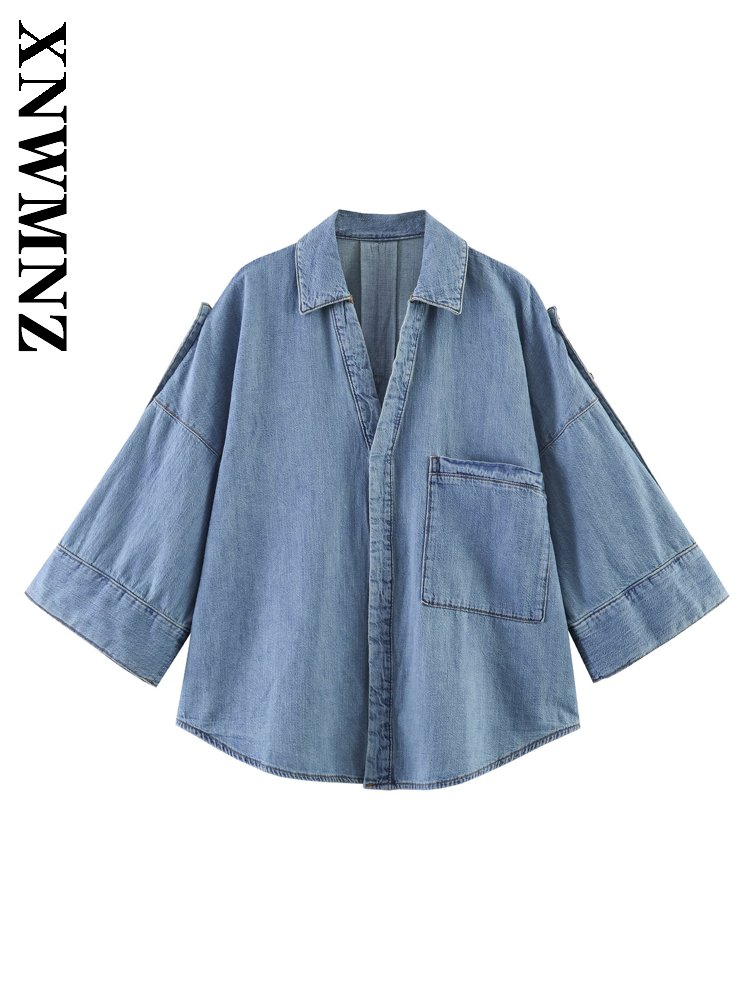 Vintage Fashion Club - XNWMNZ 2026 Pakaian Luar Denim Kerah