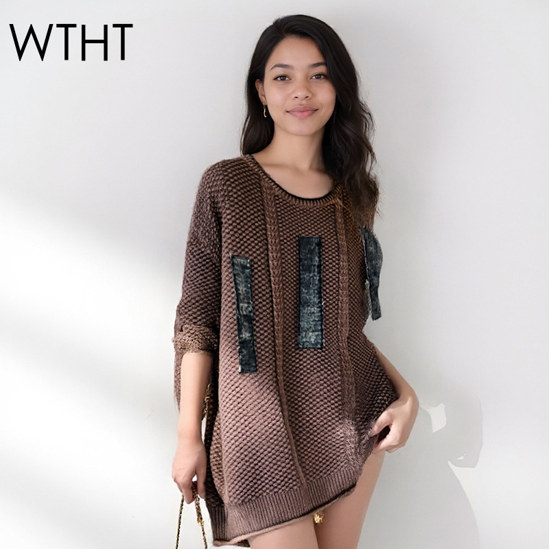 Vintage Fashion Influencers - WTHT Vintage Trendy Wanita Pullover Rajut