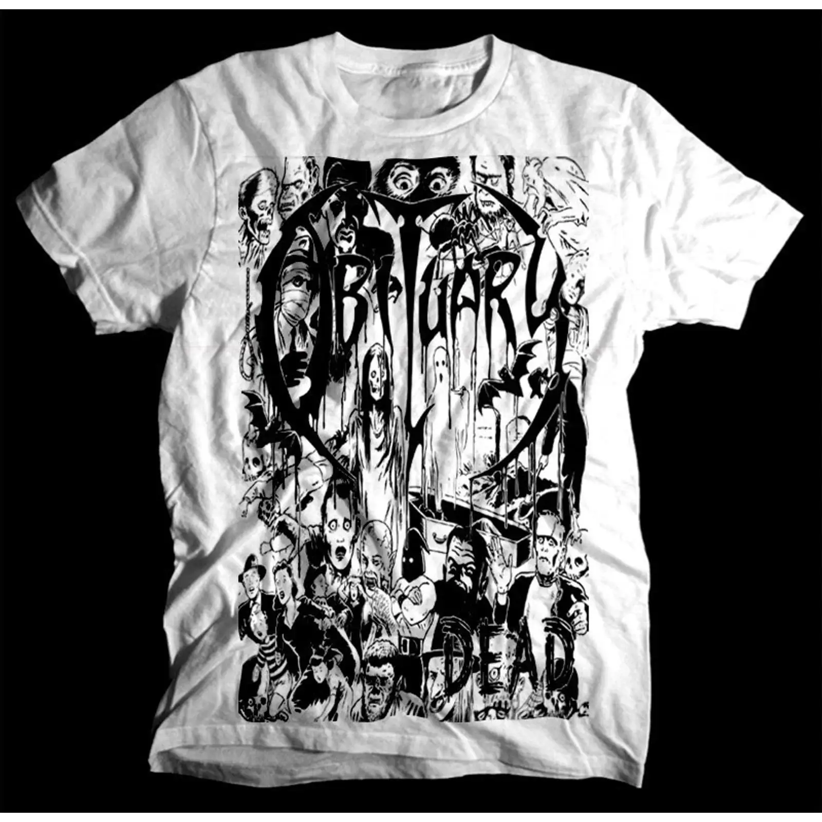 Vintage Fashion Obituaries - Kaos Oblong Putih Ukuran M Vintage