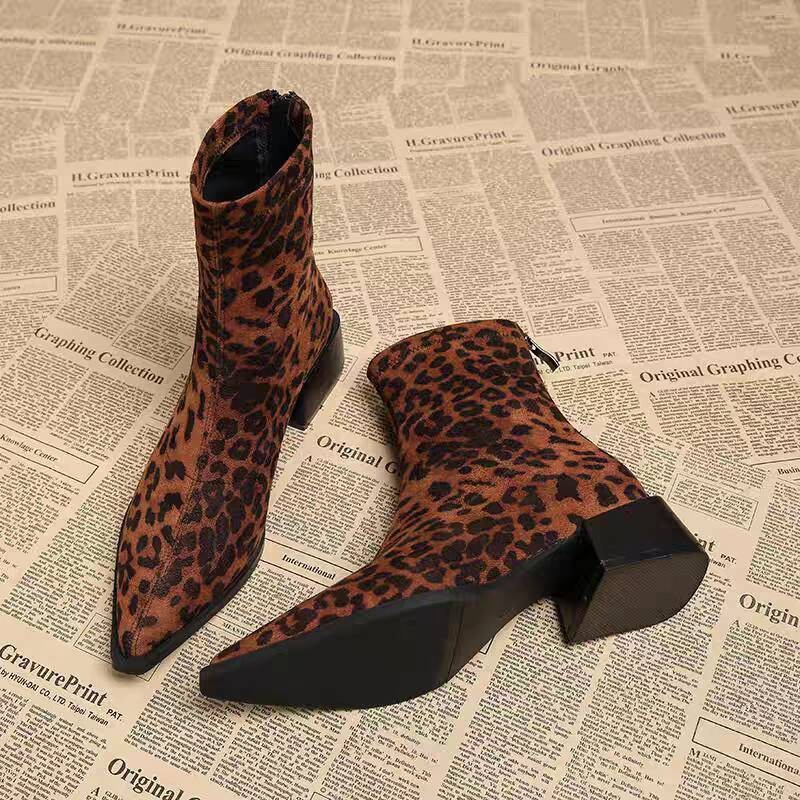 Vintage Fashion Dress - Sepatu Bot Wanita Hak Rendah Modern,
