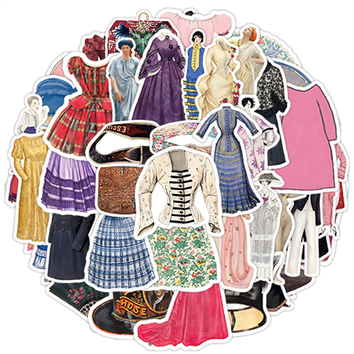 Vintage Fashion Style - Stiker Mode Klasik Eropa 50Pcs Tahan