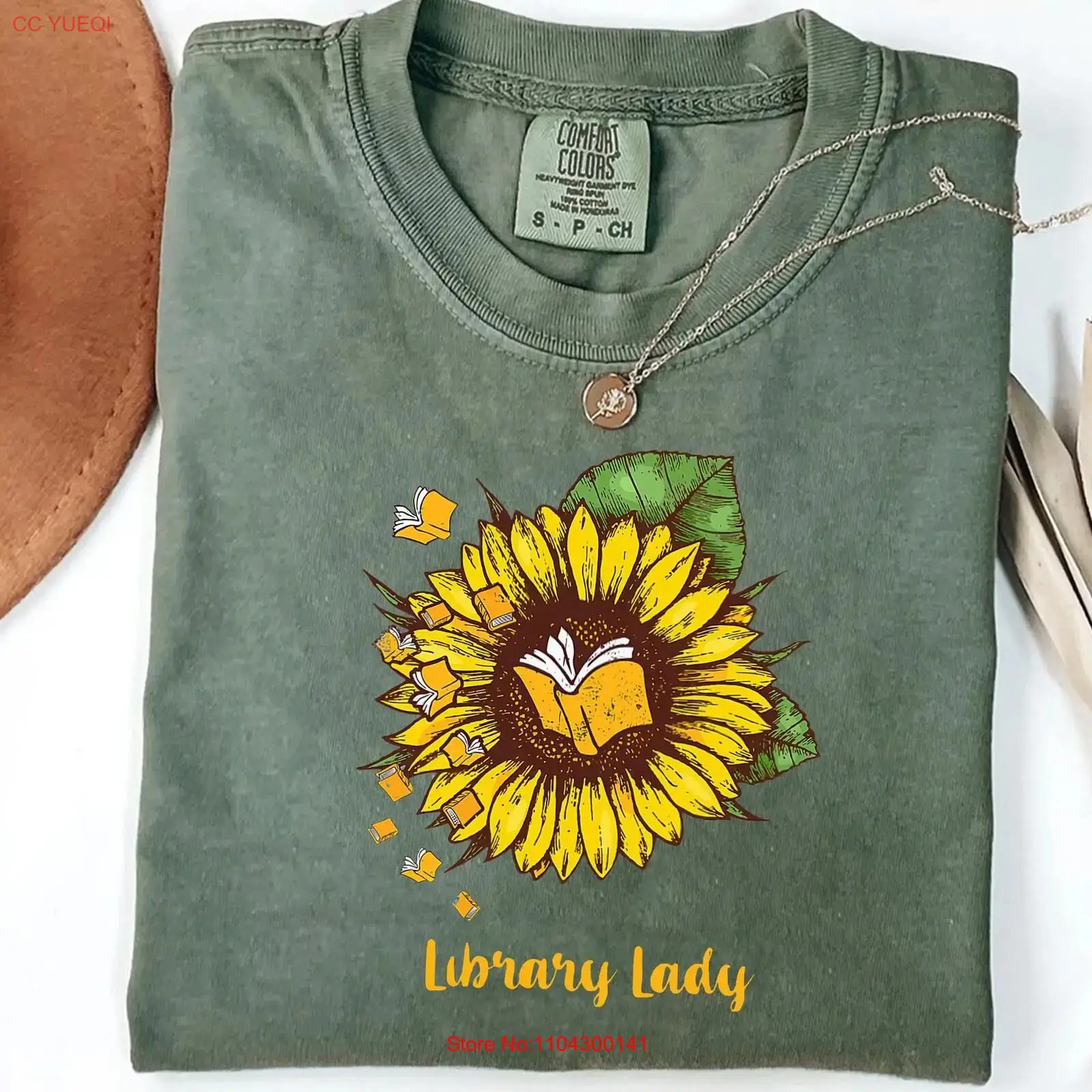 Vintage Fashion Library - Kaos Wanita Perpustakaan Motif Bunga Matahari,