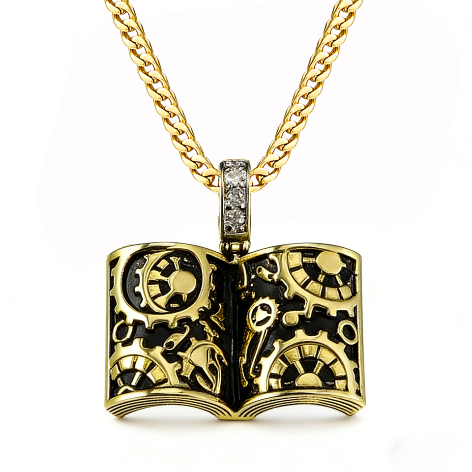Vintage Fashion Library - VANAXIN Kalung Liontin Buku Retro Punk