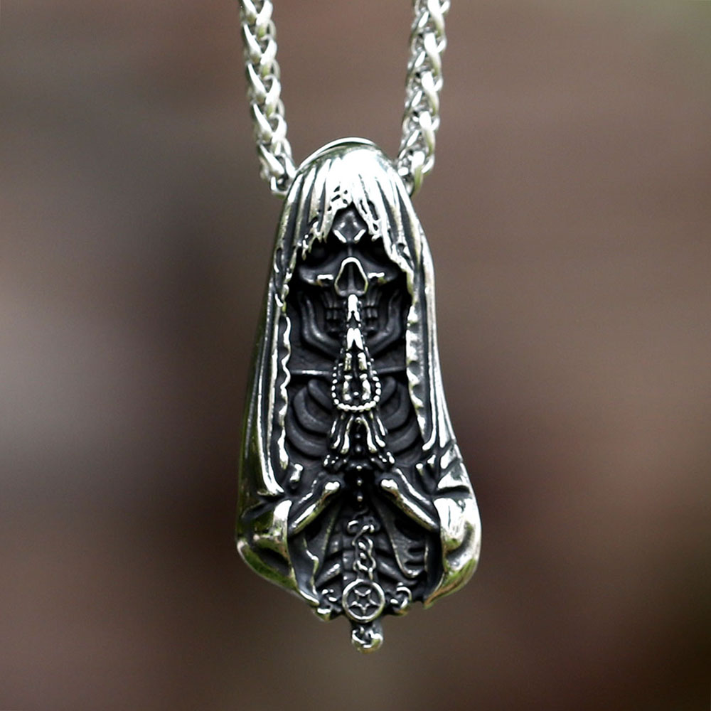 Vintage Fashion Guide - 316L kalung liontin tengkorak pria, Stainless