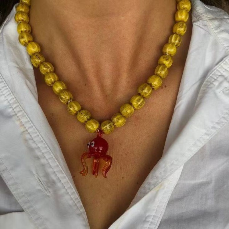Vintage Fashion Influencers - Kalung Liontin Gurita Kaca Gaya Selebgram