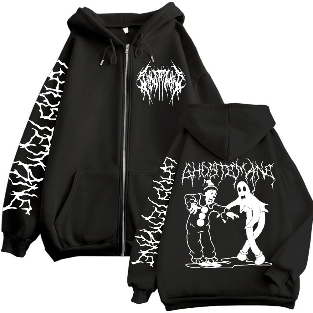 Vintage Fashion Pop Up - Ghostemane Hoodie Ritsleting Gambar Metal Rock