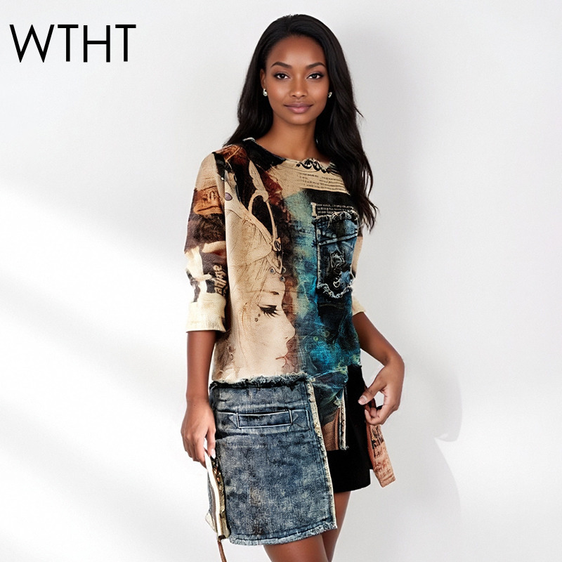 Vintage Fashion Influencers - WTHT Sweater Rajut Wanita Model Patchwork