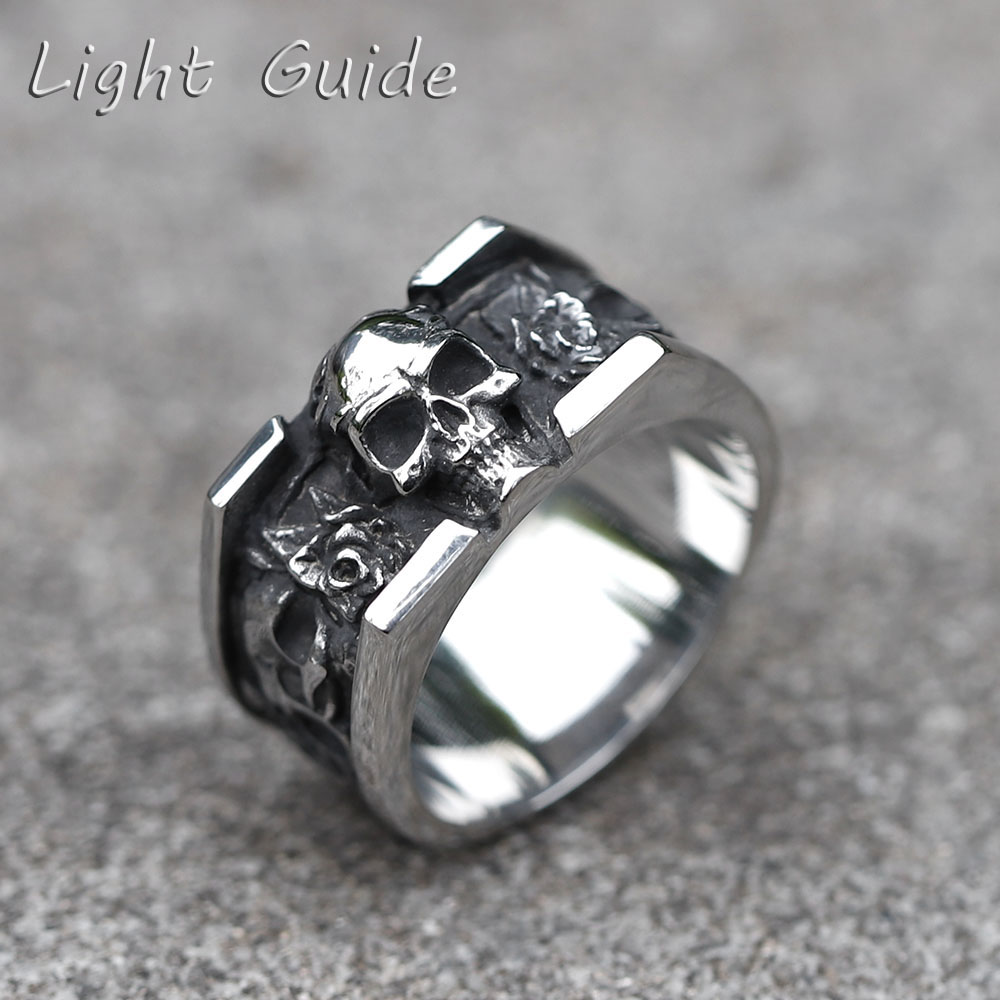 Vintage Fashion Guide - Cincin tengkorak antik 316L pria baru