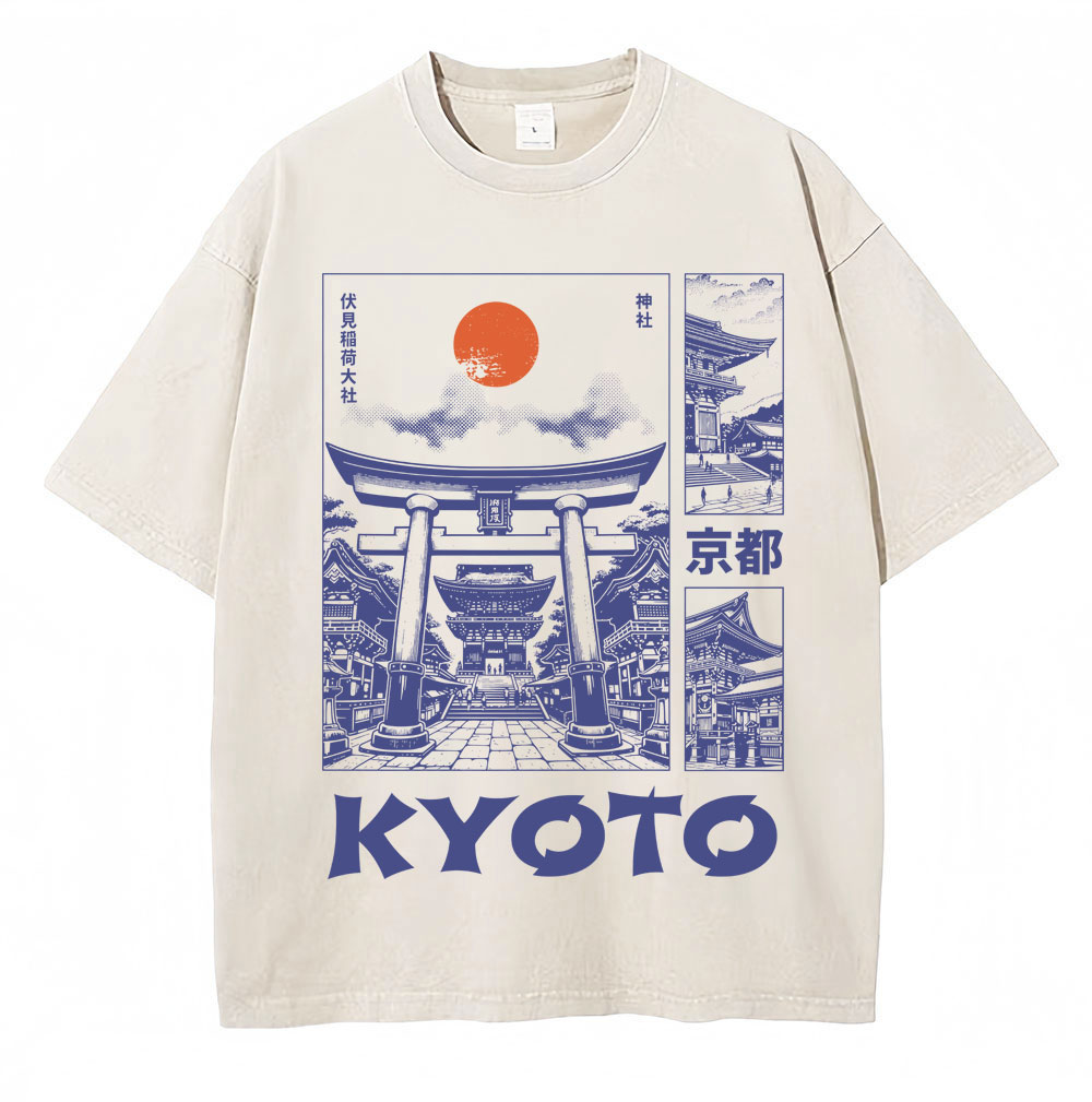 Kaos Grafis Gaya Jepang Kyoto  - Vintage Fashion Kyoto ulasan dan harga