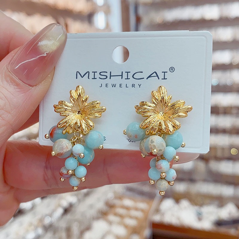 Anting Stud Rumbai Anggur Turq - Vintage Fashion Influencers ulasan dan harga