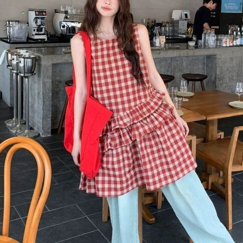 Gaun Tambal Sulam Ruffle Modis - Vintage Fashion Hong Kong ulasan dan harga