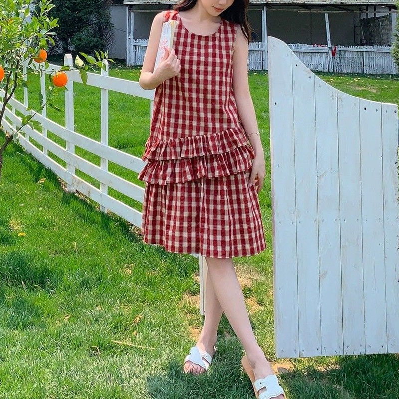 Gaun Tambal Sulam Ruffle Modis - Vintage Fashion Hong Kong ulasan dan harga