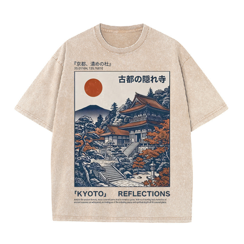 Kaos Grafis Pemandangan Kuil K - Vintage Fashion Kyoto ulasan dan harga