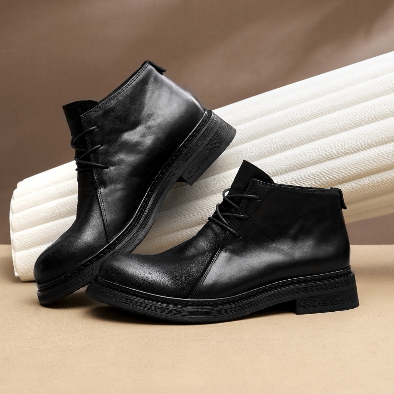 Sepatu Bot Kulit Asli Pria Vin - Vintage Fashion Style ulasan dan harga
