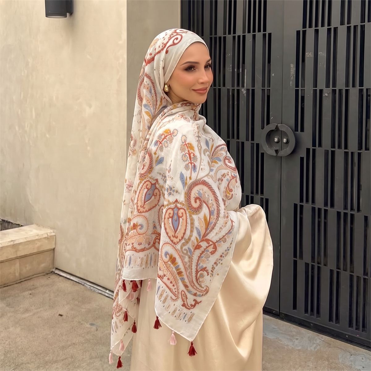 Hijab Syal Cetak Paisley Vinta - Vintage Fashion Women ulasan dan harga