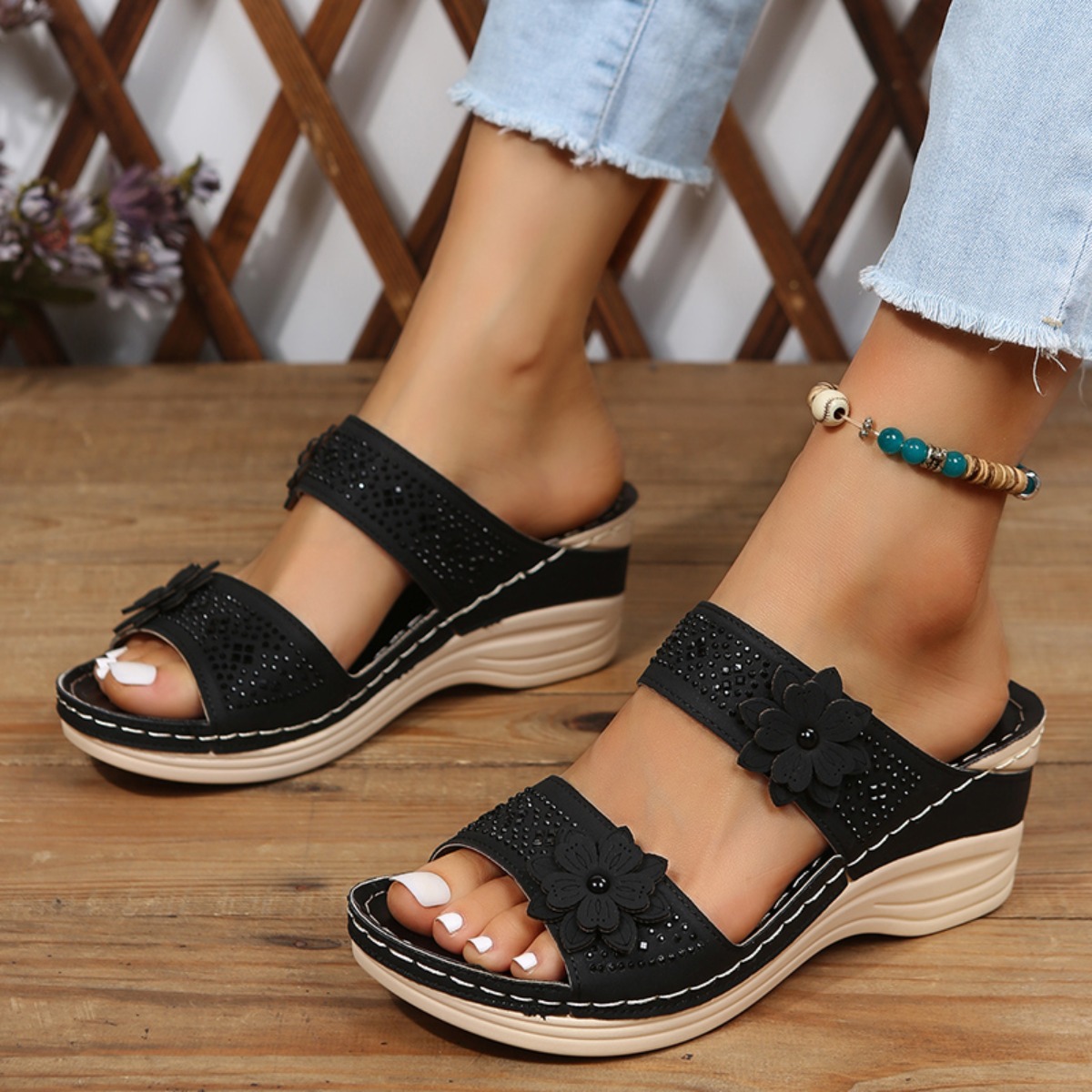 Sandal Wedges Wanita Musim Pan - Vintage Fashion Online ulasan dan harga
