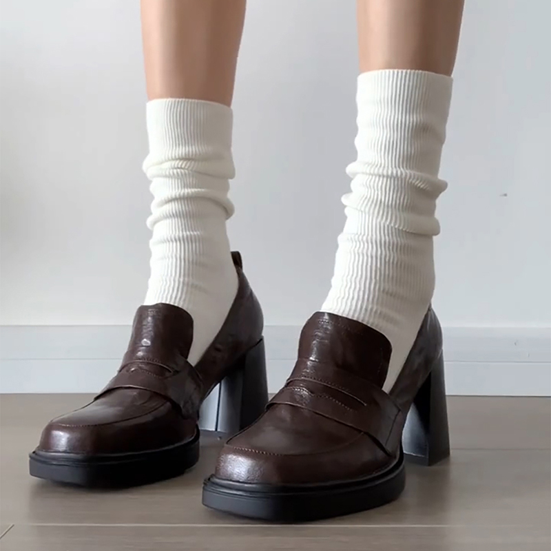 Sepatu pantofel hak tebal wani - Vintage Fashion Online ulasan dan harga