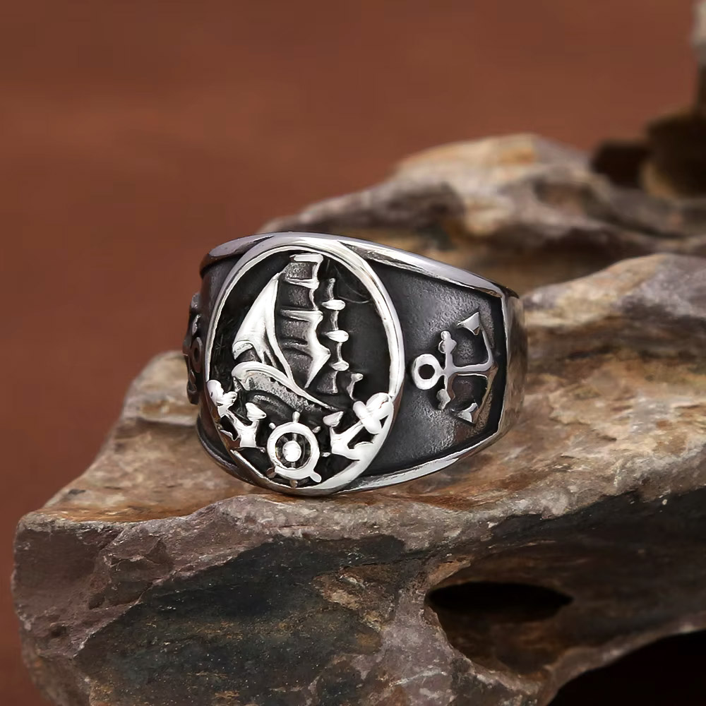 Cincin Segel Baja Anti Karat M - Vintage Fashion Wheel ulasan dan harga