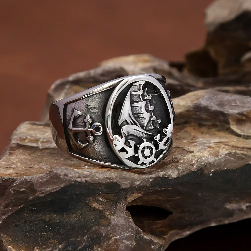 Cincin Segel Baja Anti Karat M - Vintage Fashion Wheel ulasan dan harga