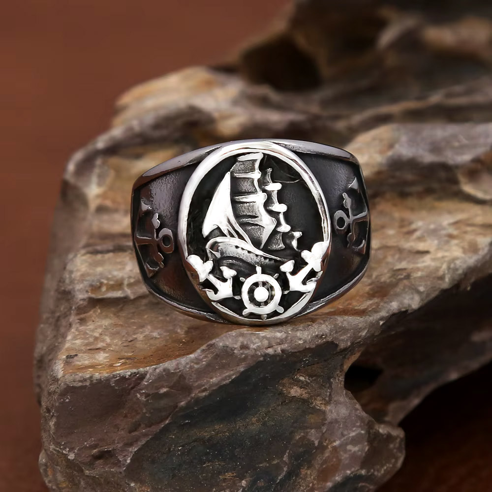 Cincin Segel Baja Anti Karat M - Vintage Fashion Wheel ulasan dan harga