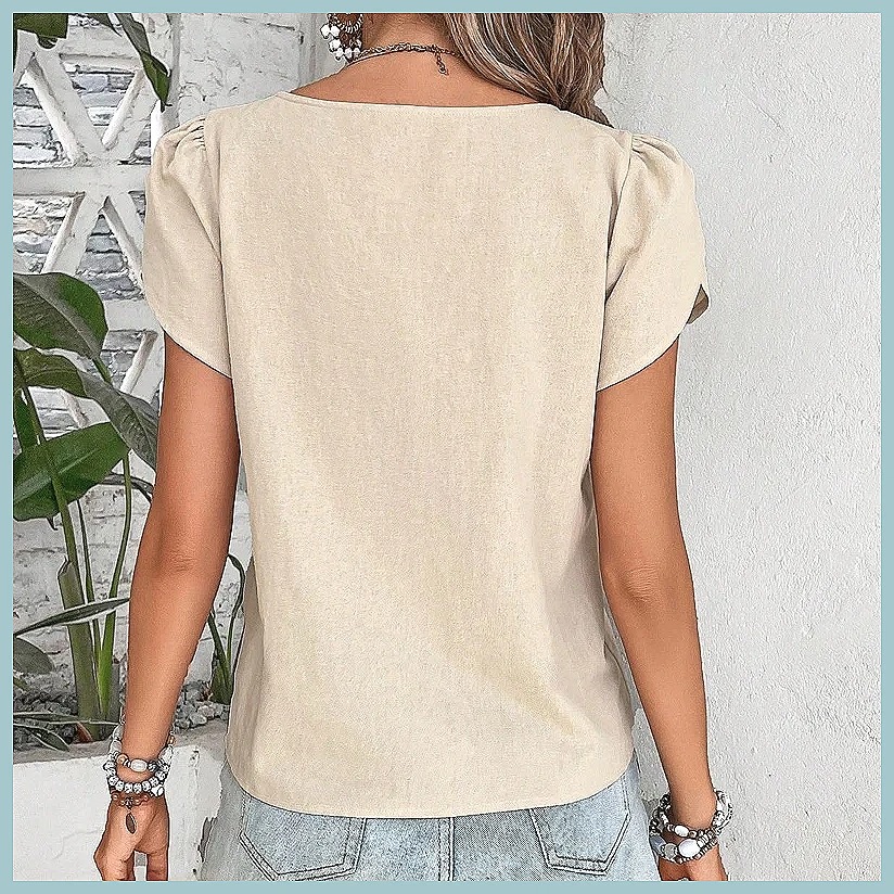 Blus Warna Solid Vintage Musim - Vintage Fashion Women ulasan dan harga