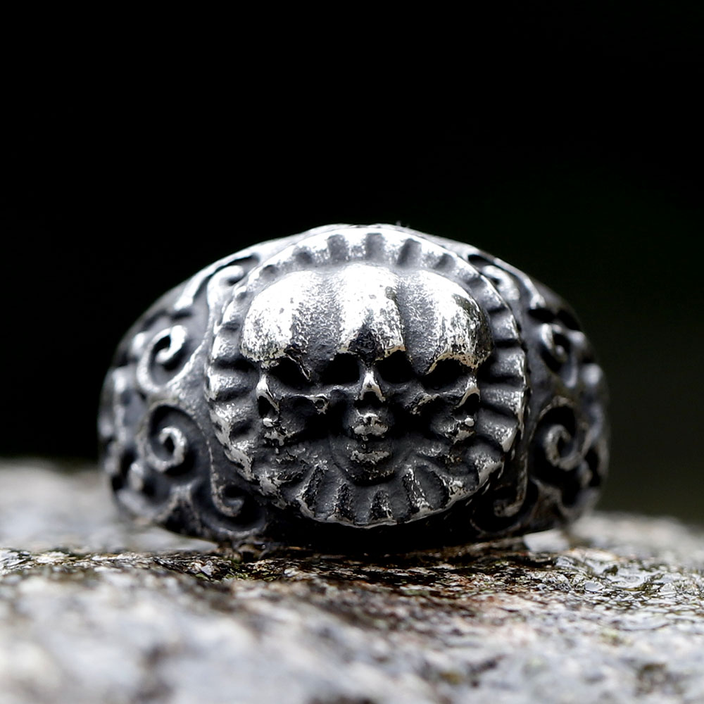 Cincin tengkorak hitam perak P - Vintage Fashion Guide ulasan dan harga